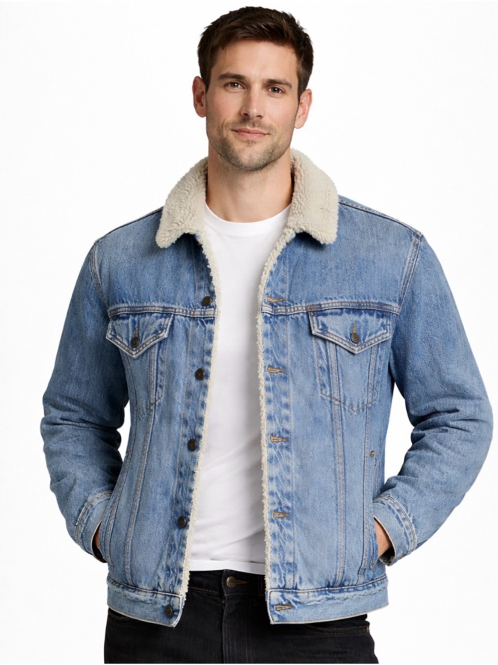 Vintage Levi’s Sherpa Denim Jacket Size 42 Made in USA(A540)